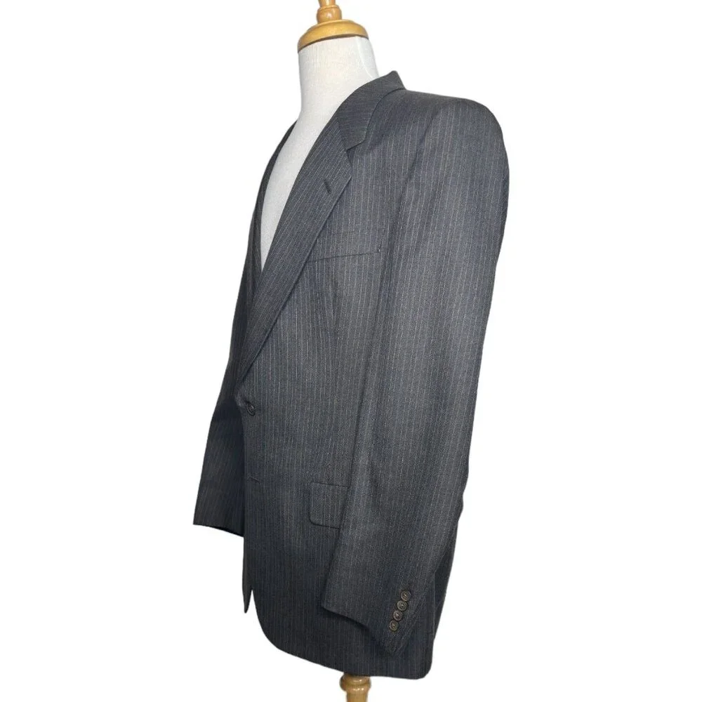 Christian Dior Vintage Wool Men's Single Breast Blazer Brown Striped 46R - Picture 5 of 12